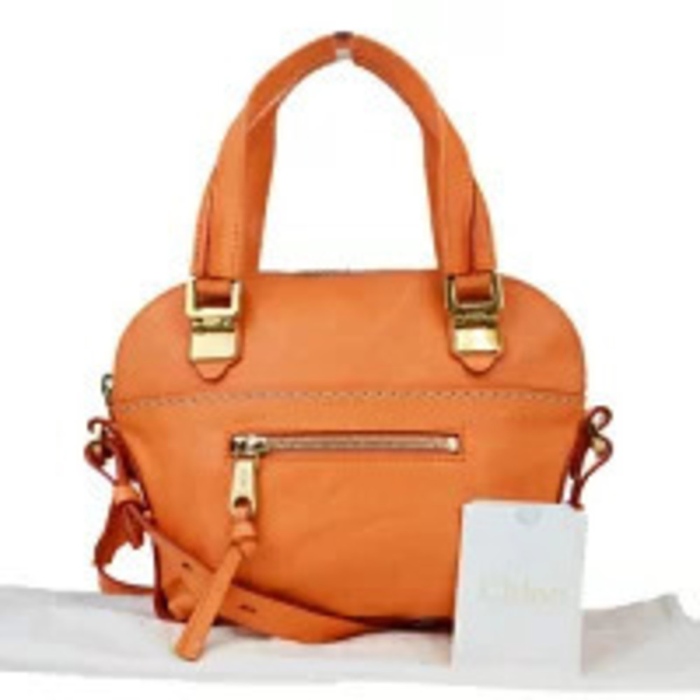 Chloe Handbag Shoulder Bag Orange Leather